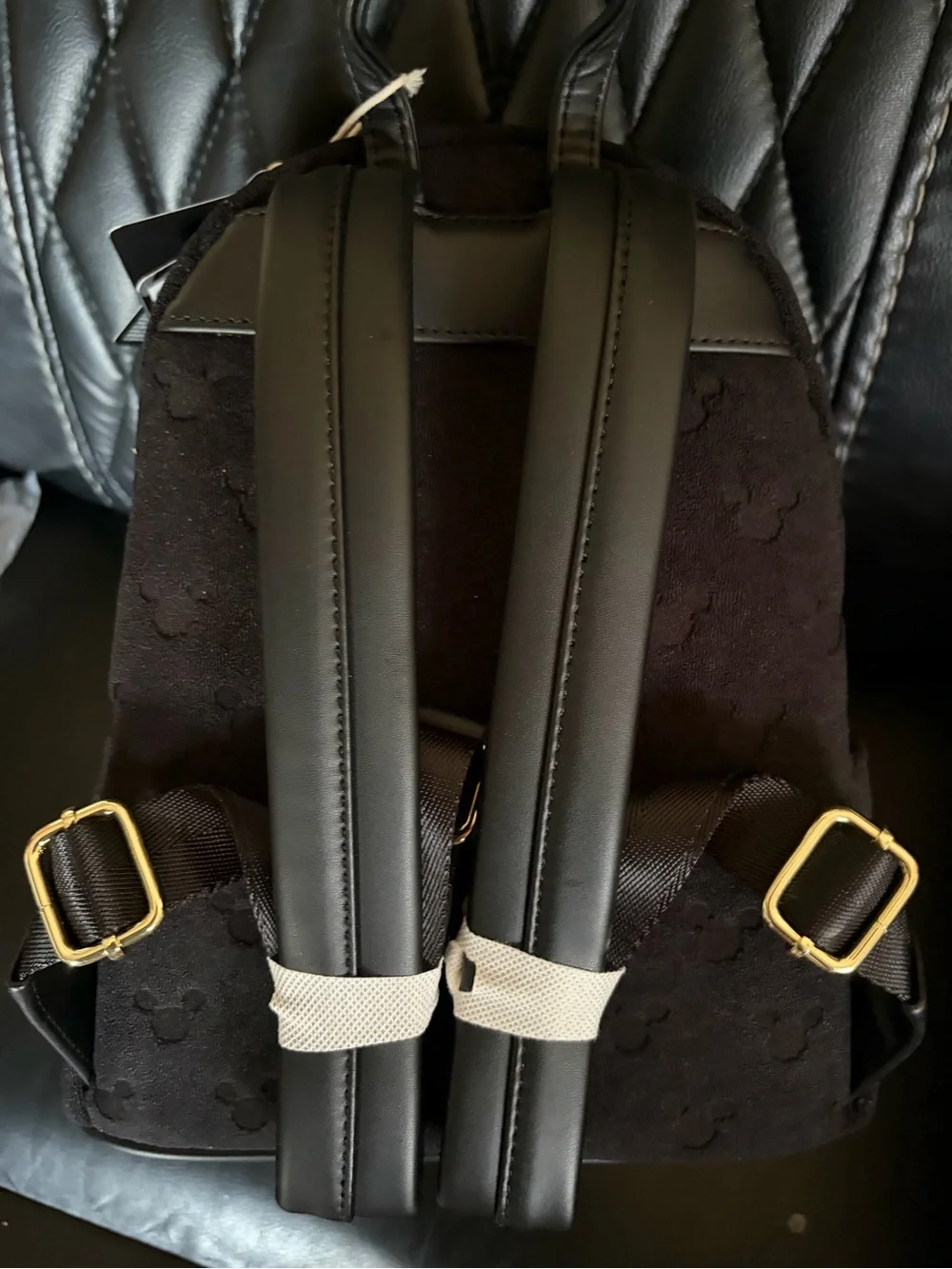 Loungefly Black Quilted Mini Backpack with Gold Hardware